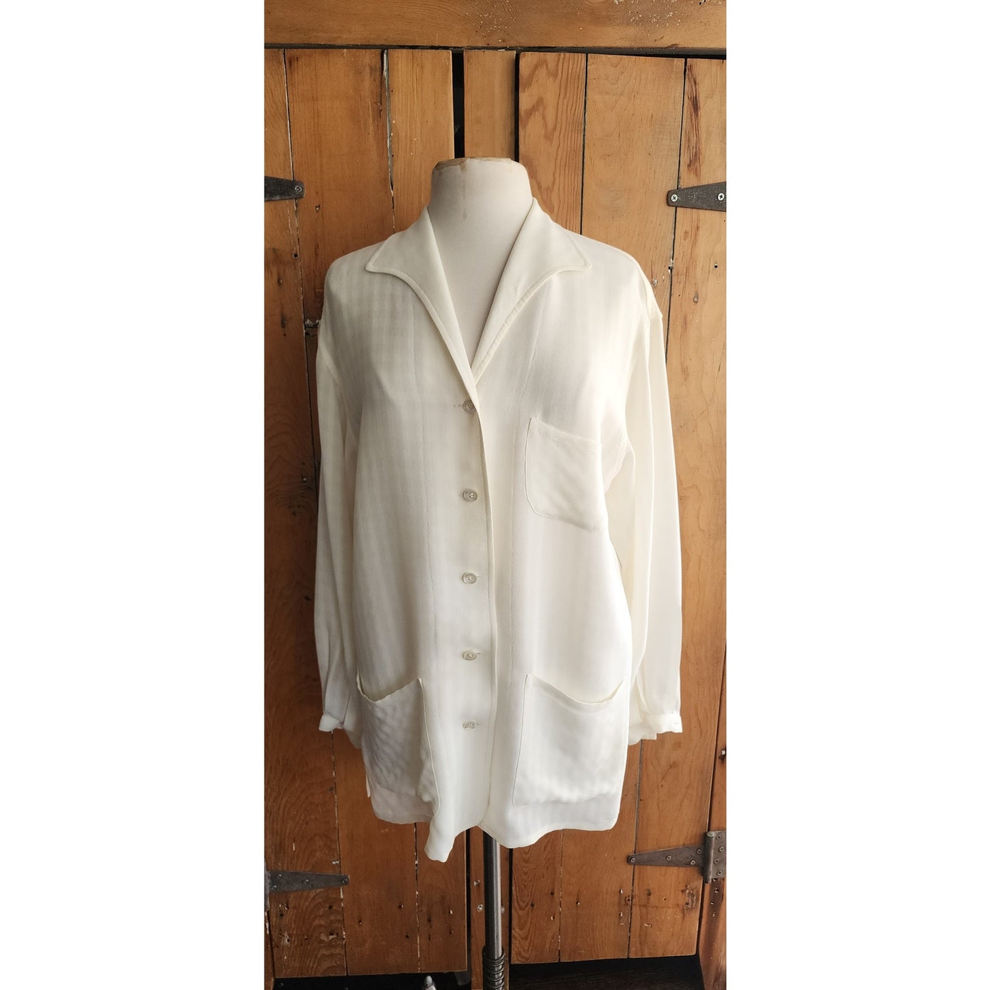 Vintage 90s Armani Le Collezioni Jacket Cream Stripe