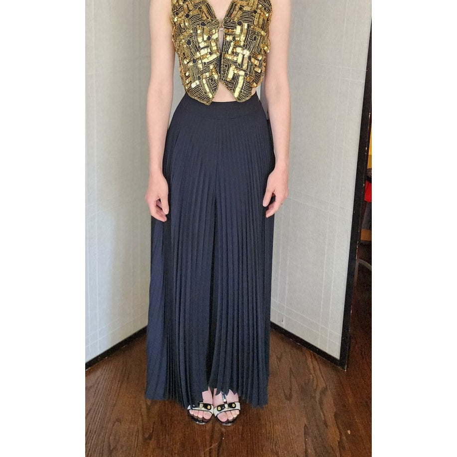 Vintage 70s Black Palazzo Pants Pleated Lynn Stuart Mister Pants