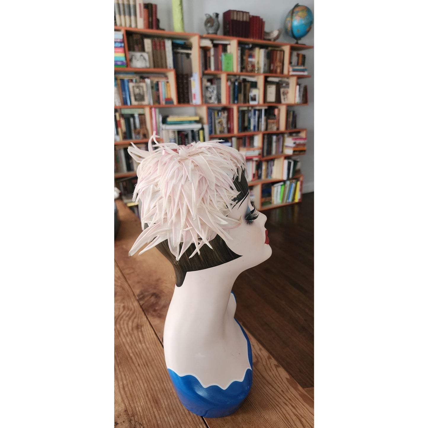 Vintage 50s Pink Cocktail Hat Fascinator Faux Feather Petals Leaves