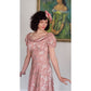 Vintage 30s Vintage Pink Floral Satin Evening Gown Old Hollywood Prom Dress