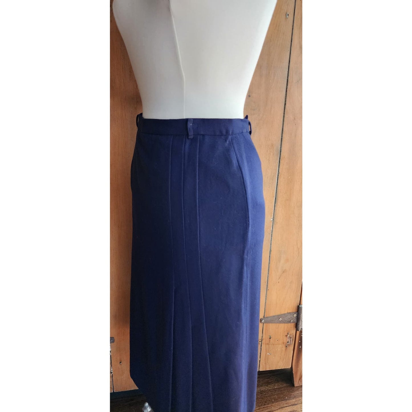 Vintage 40s Skirt Navy Blue Wool Side Pleats