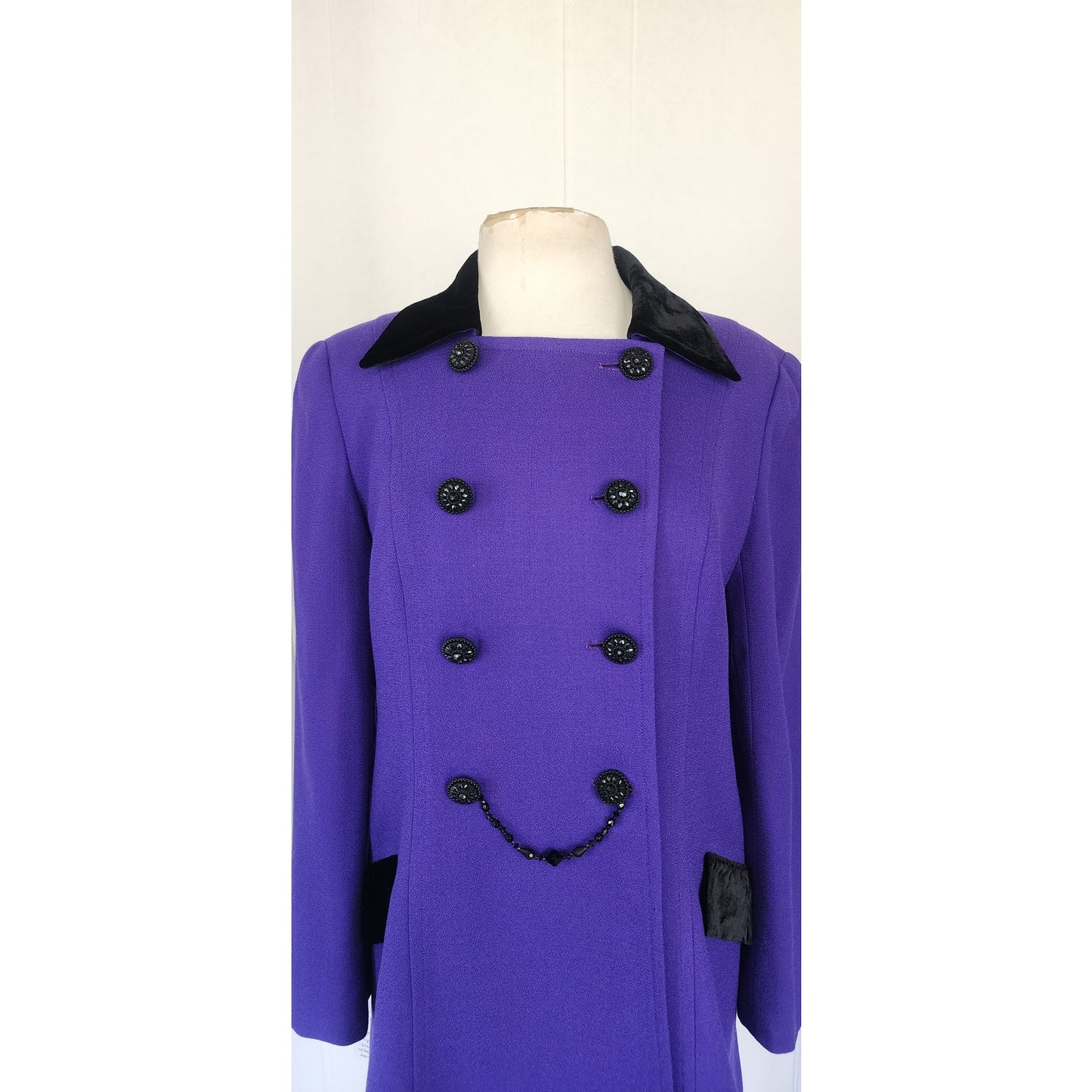 Vintage 90s Purple Blazer Badgley Mischka Long Jacket