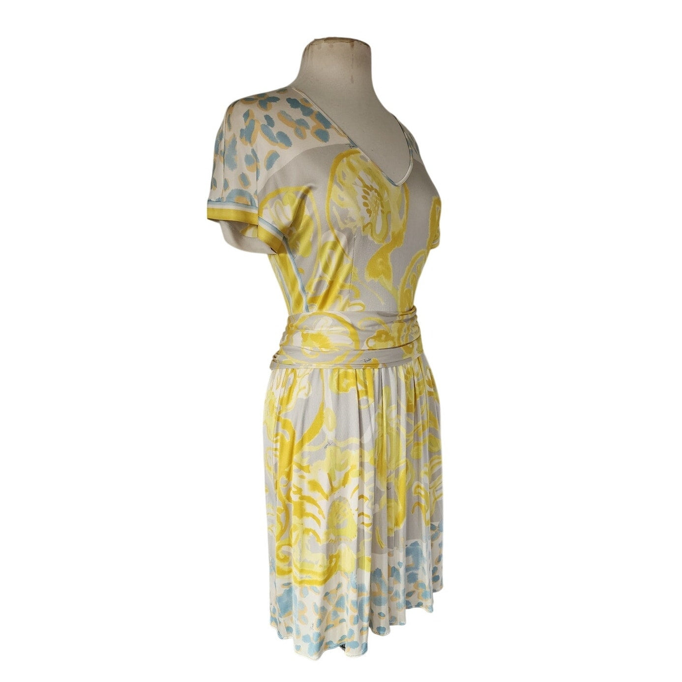 Vintage Y2K Emilio Pucci Dress Psychedelic Print Yellow Gray Swirl SATC / New with Tags Small