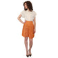 Vintage 1980s Orange Linen Dress Shorts Pleated Front by Perlie / M