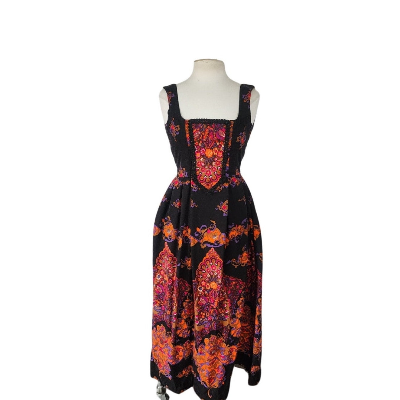 Vintage Dirndl Dress Boho Maxi Traditional Austrian Folk Costume Isola XS Juniors Teen