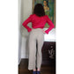 Vintage 80s Fuschia Blouse Ruffled Front Shirt 1 Park Ave