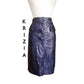 Vintage 1980s Krizia Pencil Skirt Purple Eel Skin Leather Snap Front Midi Small IT 40