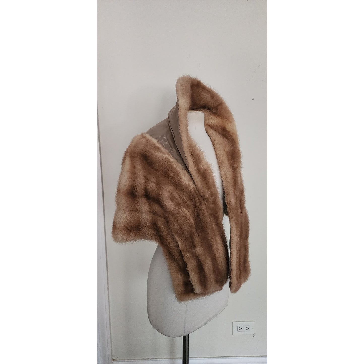 Vintage 1950s Brown Mink Fur Wrap Shrug Stole Evening Jacket
