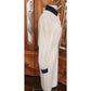 Vintage 70s St John Knit Skirt Suit + Blouse Three Piece Set Cream Navy Blue