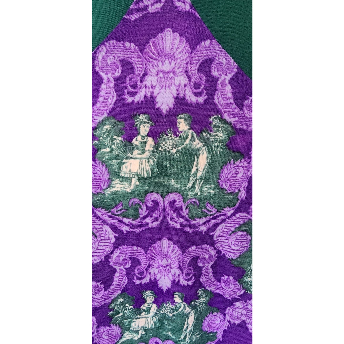 Vintage 70s Maxi Dress Purple French Toile Print & Hunter Green Jody California
