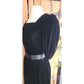 Vintage 80s Black Velvet Party Dress Puffed Sleeves Kappi I Magnin