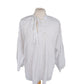 Antique Edwardian Poet's Blouse White Cotton Tunic Shirt w/ Embroidered Crochet Lace Sash Tie