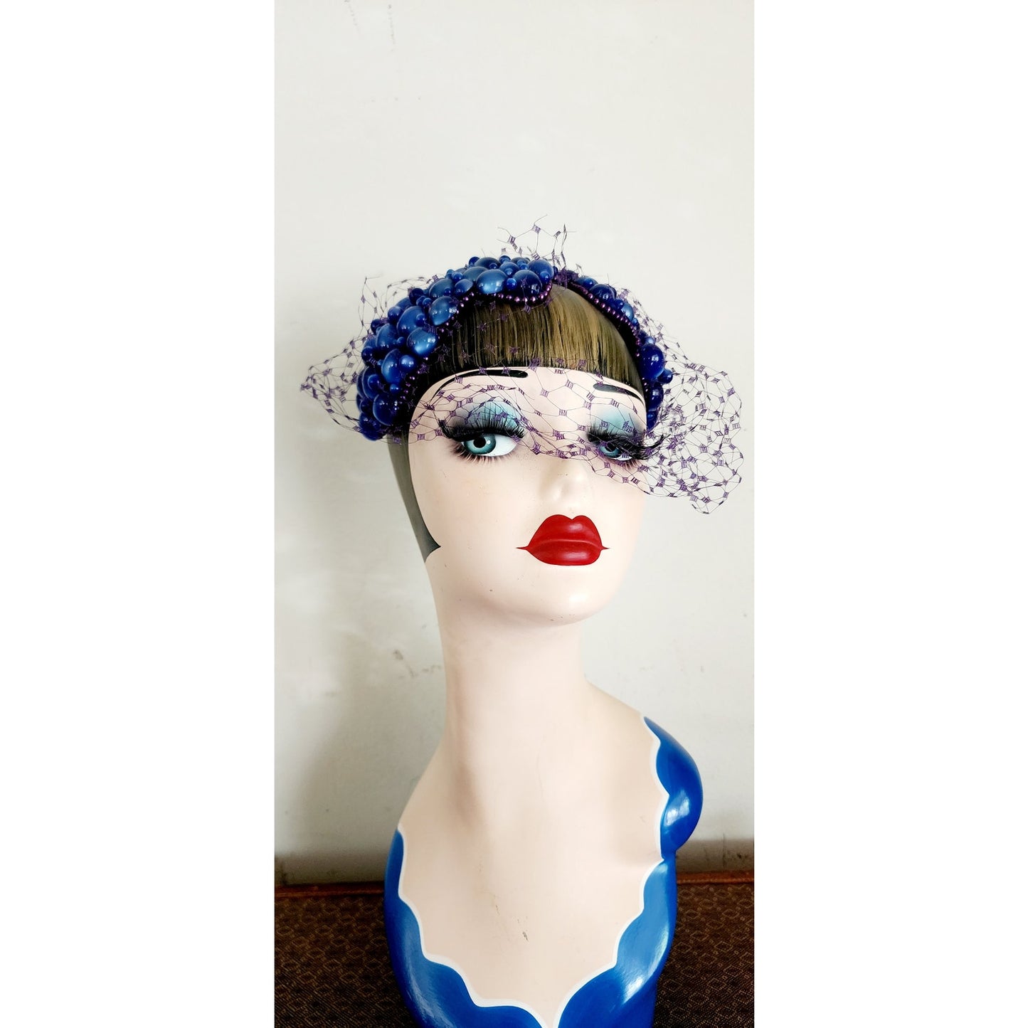 Vintage 50s Bes-Ben Hat Blue Moonstone Fascinator w/Veil
