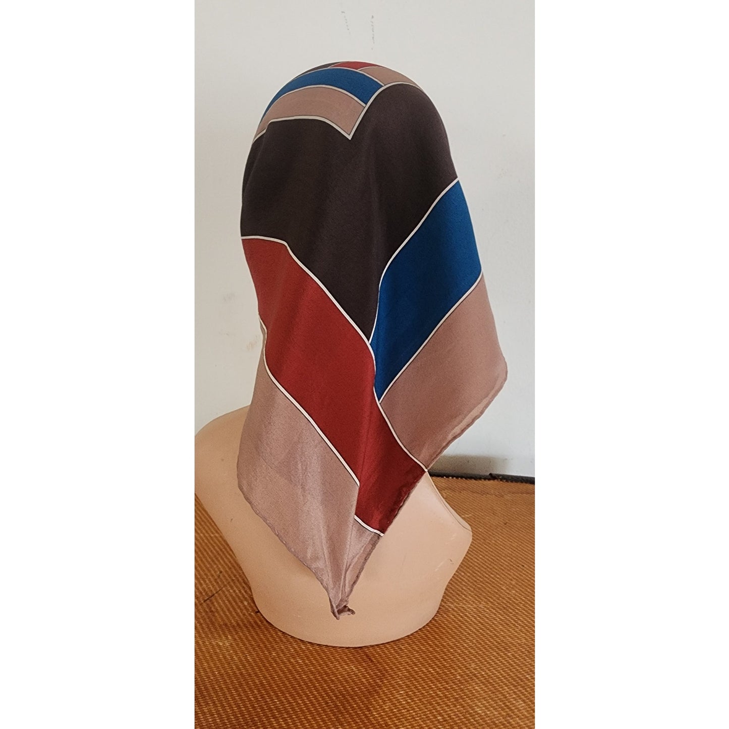 Vintage 80s Yves Saint Laurent Scarf Silk Square Geometric Print