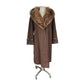 Vintage 70s SILLS A Bonnie Cashin Design Brown Leather Raccoon Fur Coat