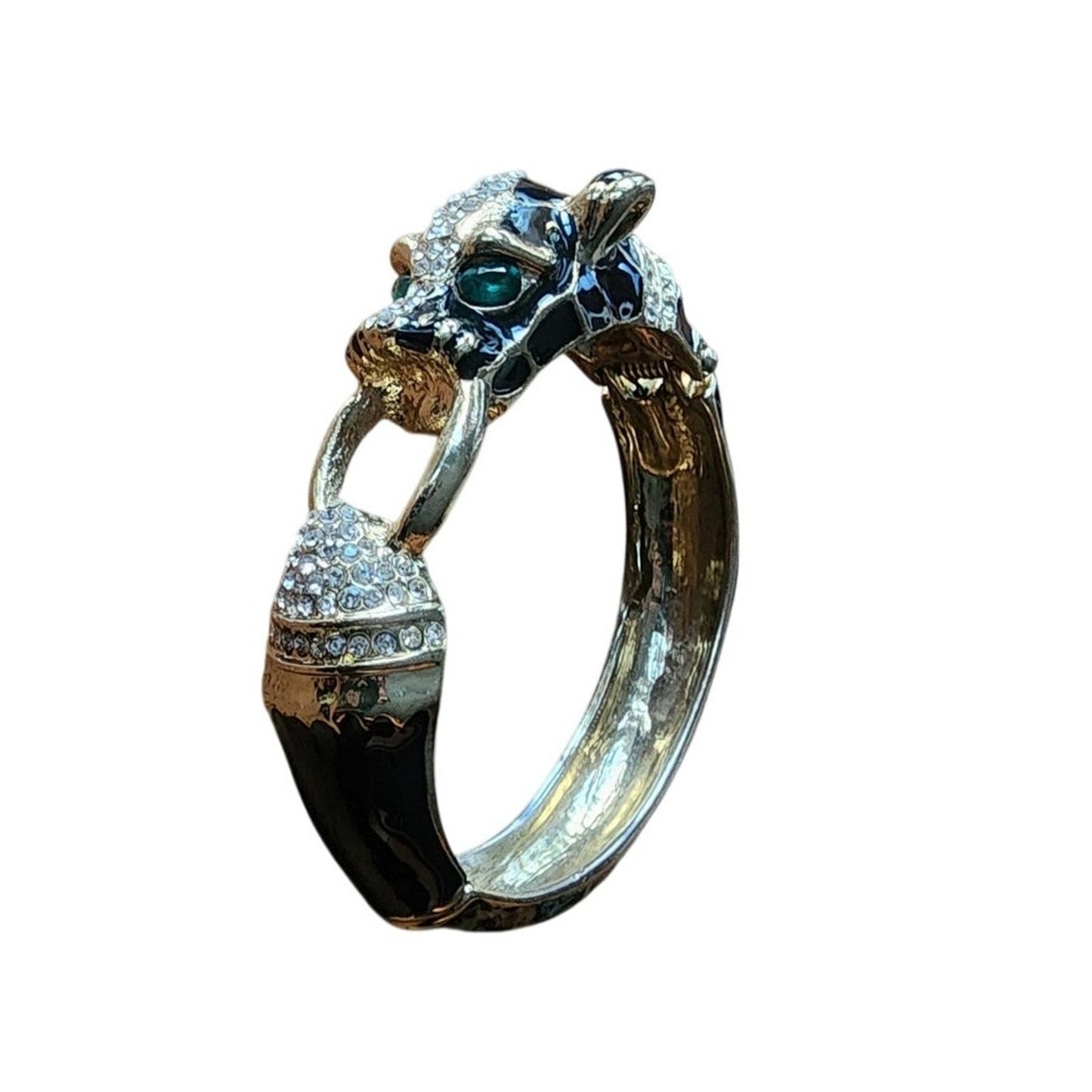 Vintage Black Panther Enamel Bracelet Art Deco Erte Style