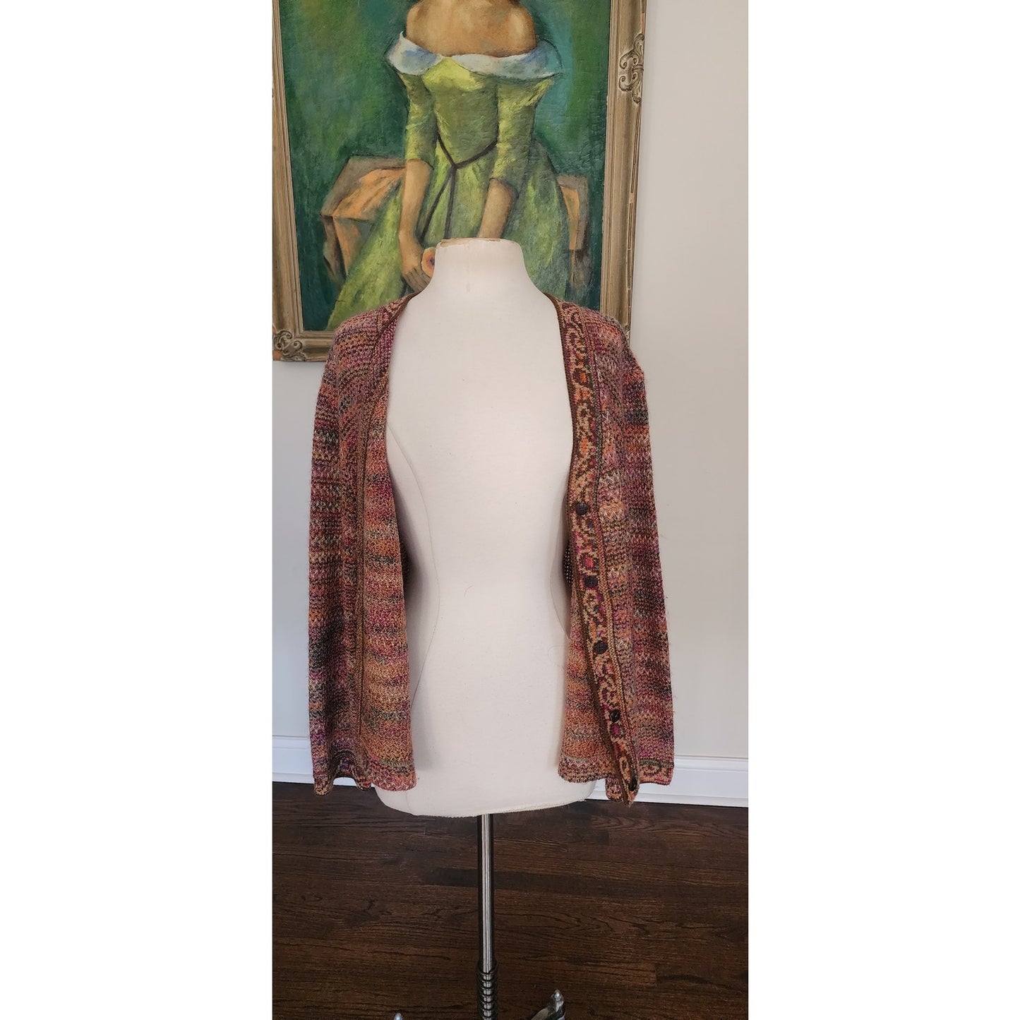 Vintage 1980s MISSONI Cardigan Sweater Orange Brown Red Tones
