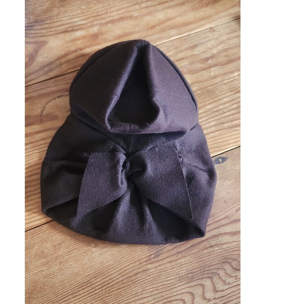 Vintage 1940s Brown Hat Tall Sculpted Tilt w/Front Bow Lecie Studio