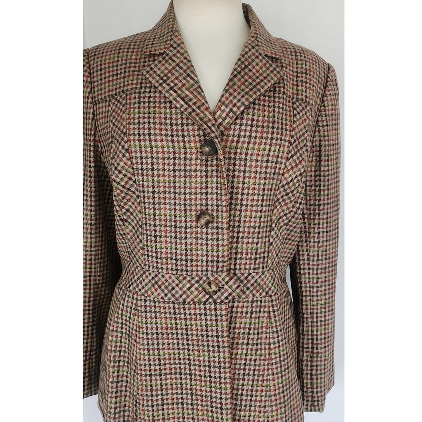 Vintage 70s Bill Blass Wool Blazer Houndstooth Wool Jacket Neiman Marcus / L