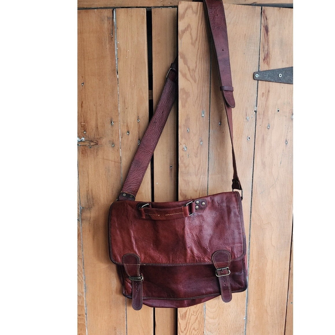 Vintage Brown Leather Messenger Bag Satchel