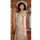 Vintage 40s Floral Print Short Sleeve Button Front Cotton Midi Day Dress w/Pockets Circle Skirt