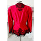 Vintage 80s Victor Costa Blazer Red Silk Black Beads Large