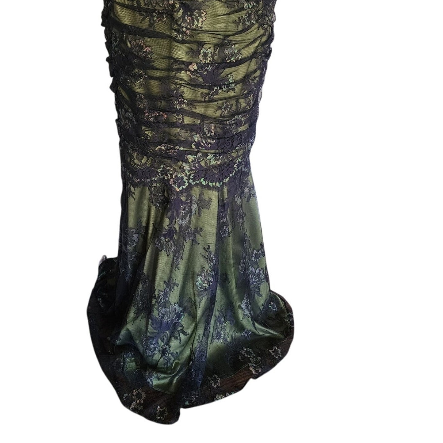 Vintage 2000s M for Missoni Evening Dress Green Black Lace Off the Shoulder / M