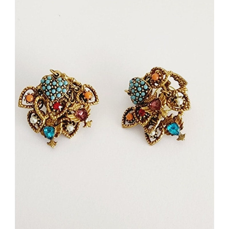 Vintage Charm Earrings Signed VA