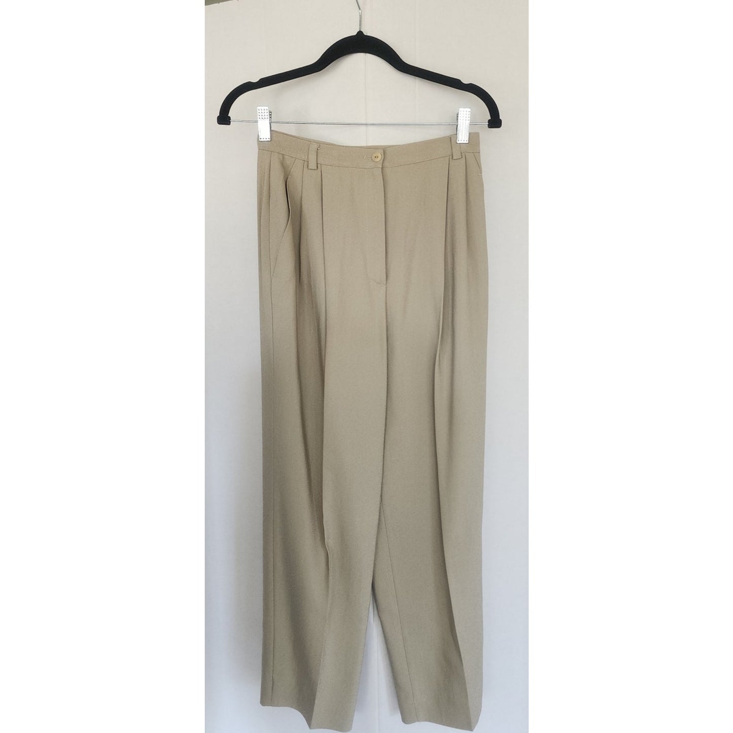 Vintage 1990s Pant Suit Beige Cotton Rayon Joan & David / Small