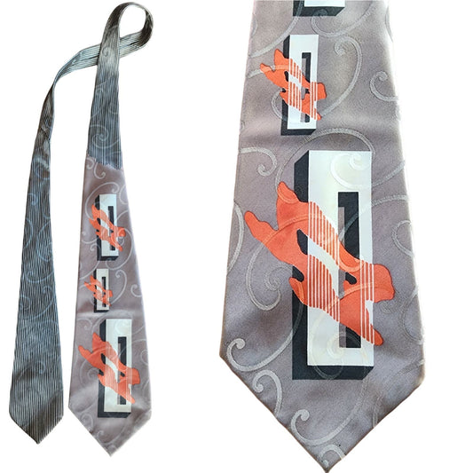 Vintage 40s Mens Tie Modernist  Abstract Print Cutter Cravat Original Kraft's