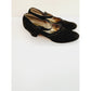 Vintage 20s Shoes Black Satin Mary Janes Size 6 AS IS