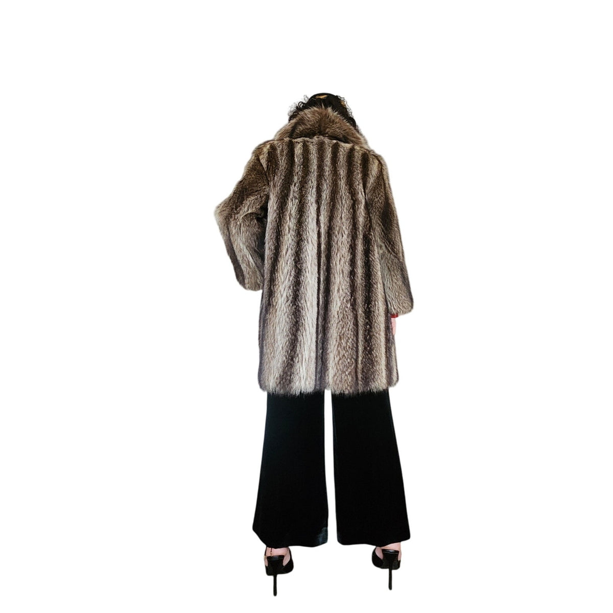 Vintage 1970s Fur Coat Brown Silver Raccoon Revillon S/M
