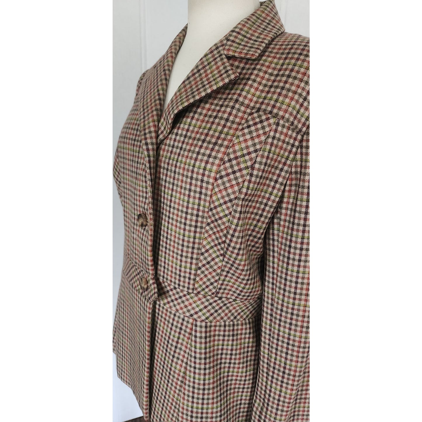 Vintage 70s Bill Blass Wool Blazer Houndstooth Wool Jacket Neiman Marcus / L