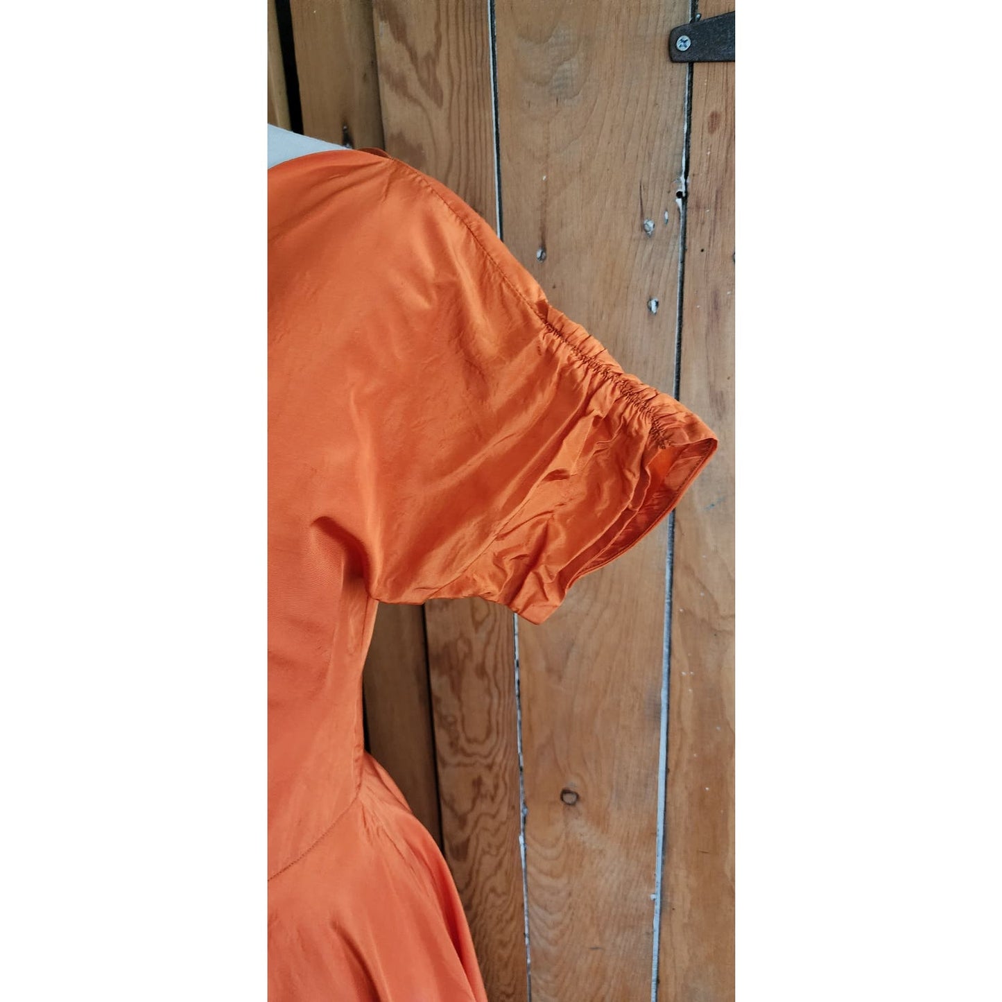 Vintage 50s Orange Duster / Split Front Vest Scallop Edging