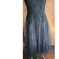 Vintage 50s Black Party Dress Tulle Lace Rhinestones M