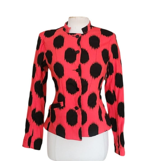 Bitte Kai Rand Blazer Orange Black Spots Ikat Print Danish Art to Wear NWT