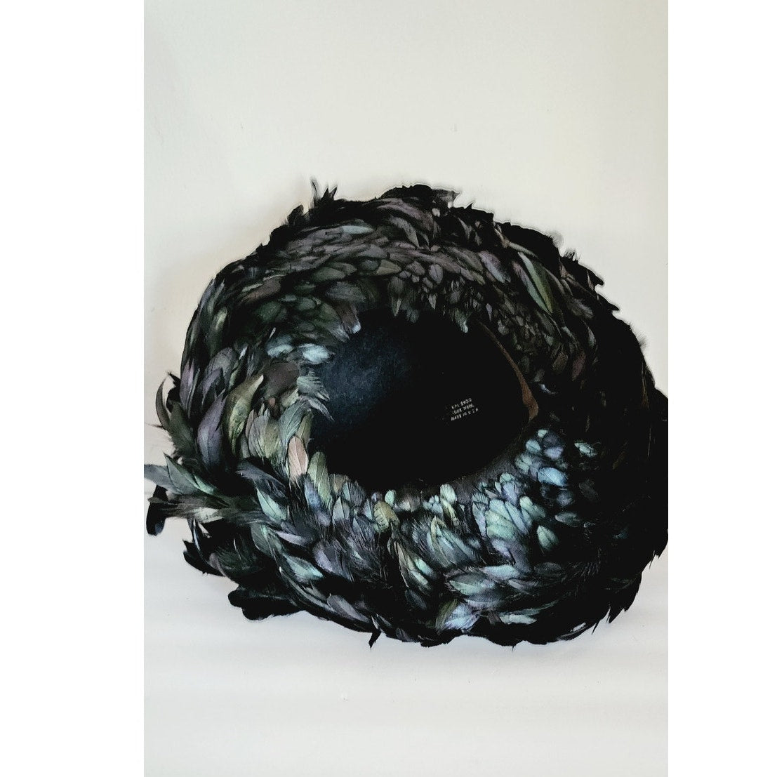 Vintage 60s Black Feather Hat Oversized Phyllis Diller Style