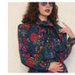 Vintage 80s UNGARO Sac Dress Dark Floral Print Wool w/Sash Necktie / M