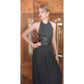 Vintage 70s Donald Brooks Eveing Dress Black Silk Jersey Halter Maxi Gown