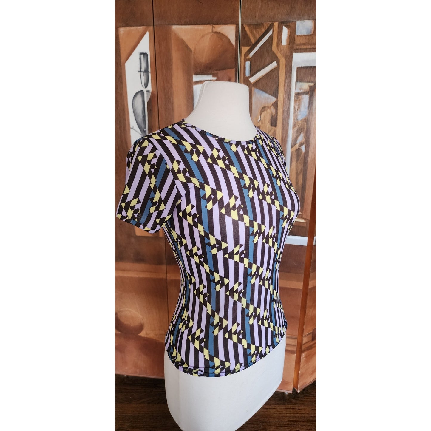 Vintage 90s FENDI Top FF Logo Print  Zucchino Stretchy T Shirt / 42