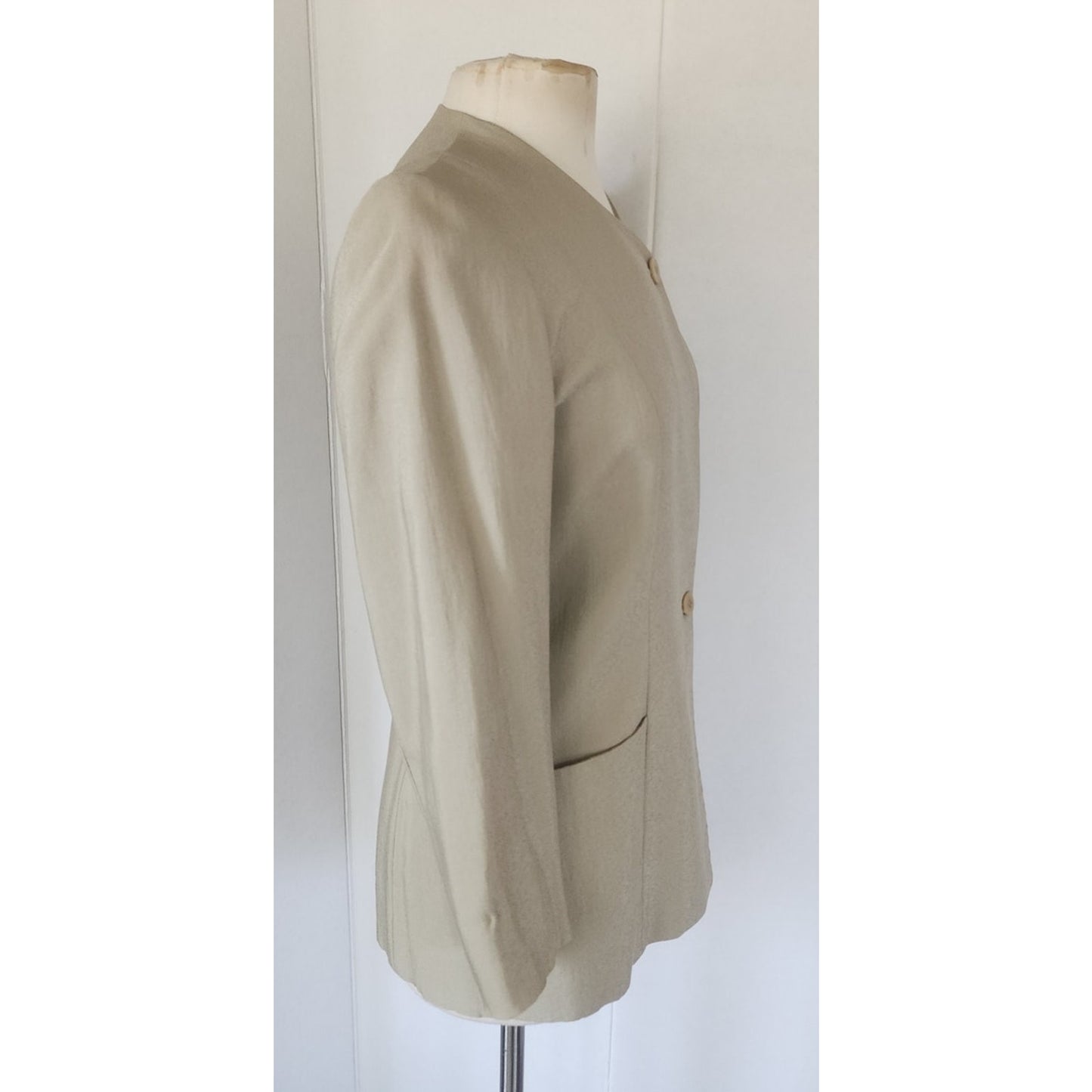 Vintage 1990s Pant Suit Beige Cotton Rayon Joan & David / Small