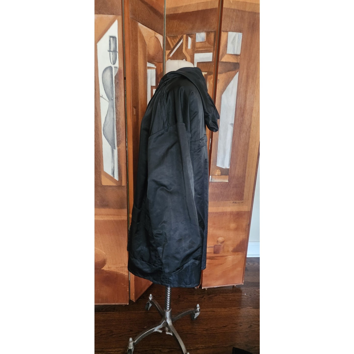 Vintage 1980s Linda Lundstrom La Parka Guardian Eagle Coat Art to Wear Hooded Faux Fur + Liner