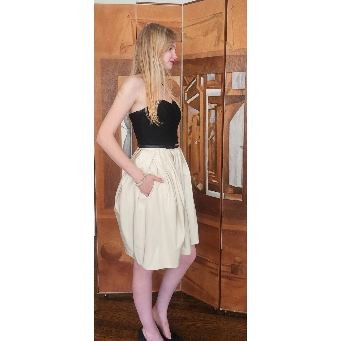 Jason Wu Dress Resort 2012 Strapless Party Midi Bubble Skirt Ivory Black Silk NWT Small
