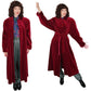 Vintage 80s Red Velvet Coat Raglan Sleeves, Belted