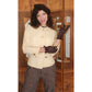 Vintage 1960s Mod Jacket Marshall Field Cream Wool Peplum Blazer Gold Buttons