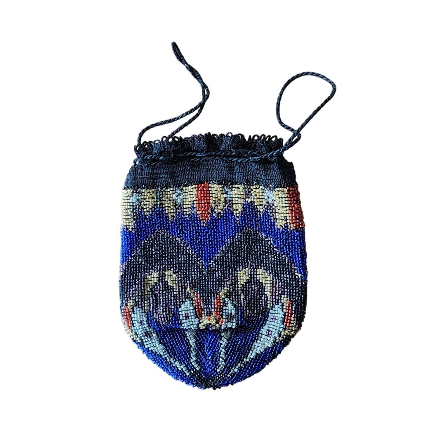 Antique Beaded Bag Vintage Art Deco Purse Drawstring 1920s Reticule
