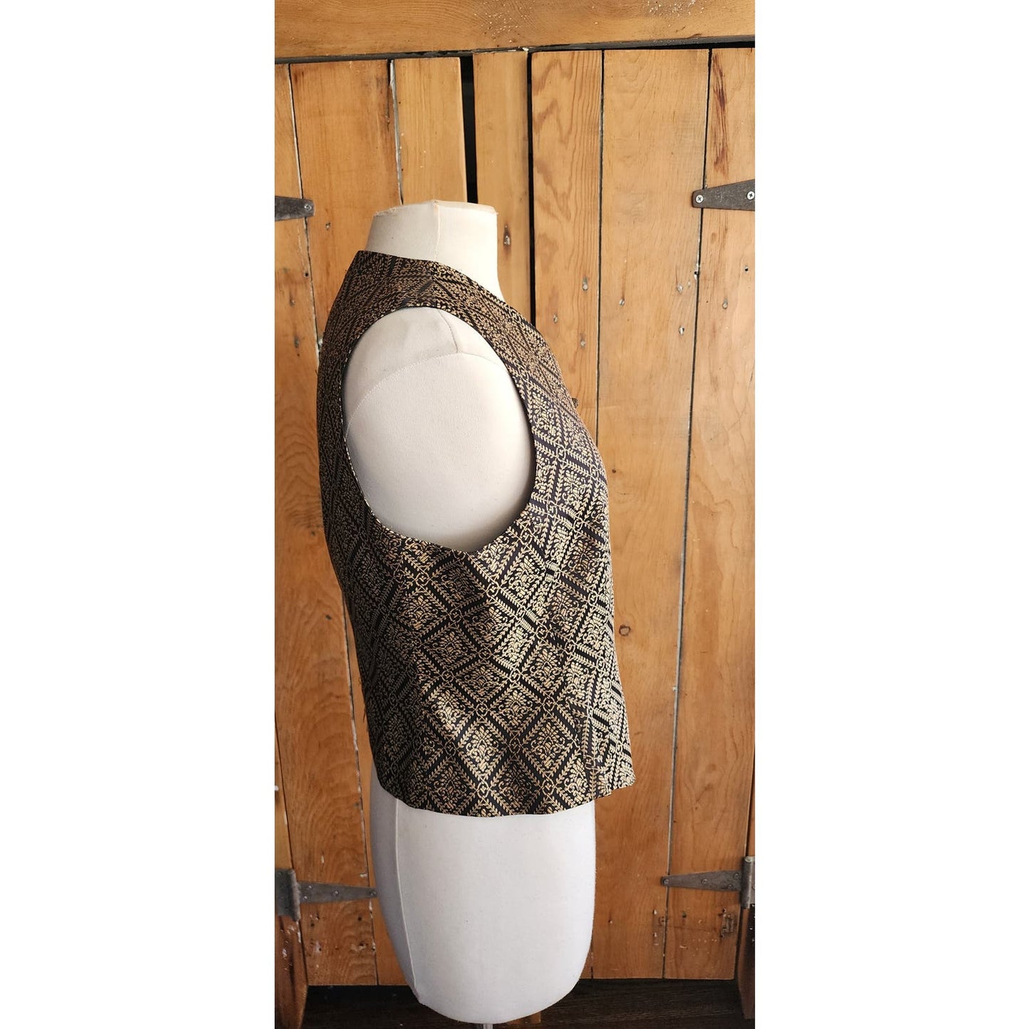 Vintage 90 Emanuel Ungaro Vest Silkprint Brown Black