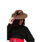Vintage 70s Brown Wool Ladies Hat w/Feather Wide Brim