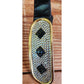 Vintage 80s Belt Rhinestone Buckle Black Leather /