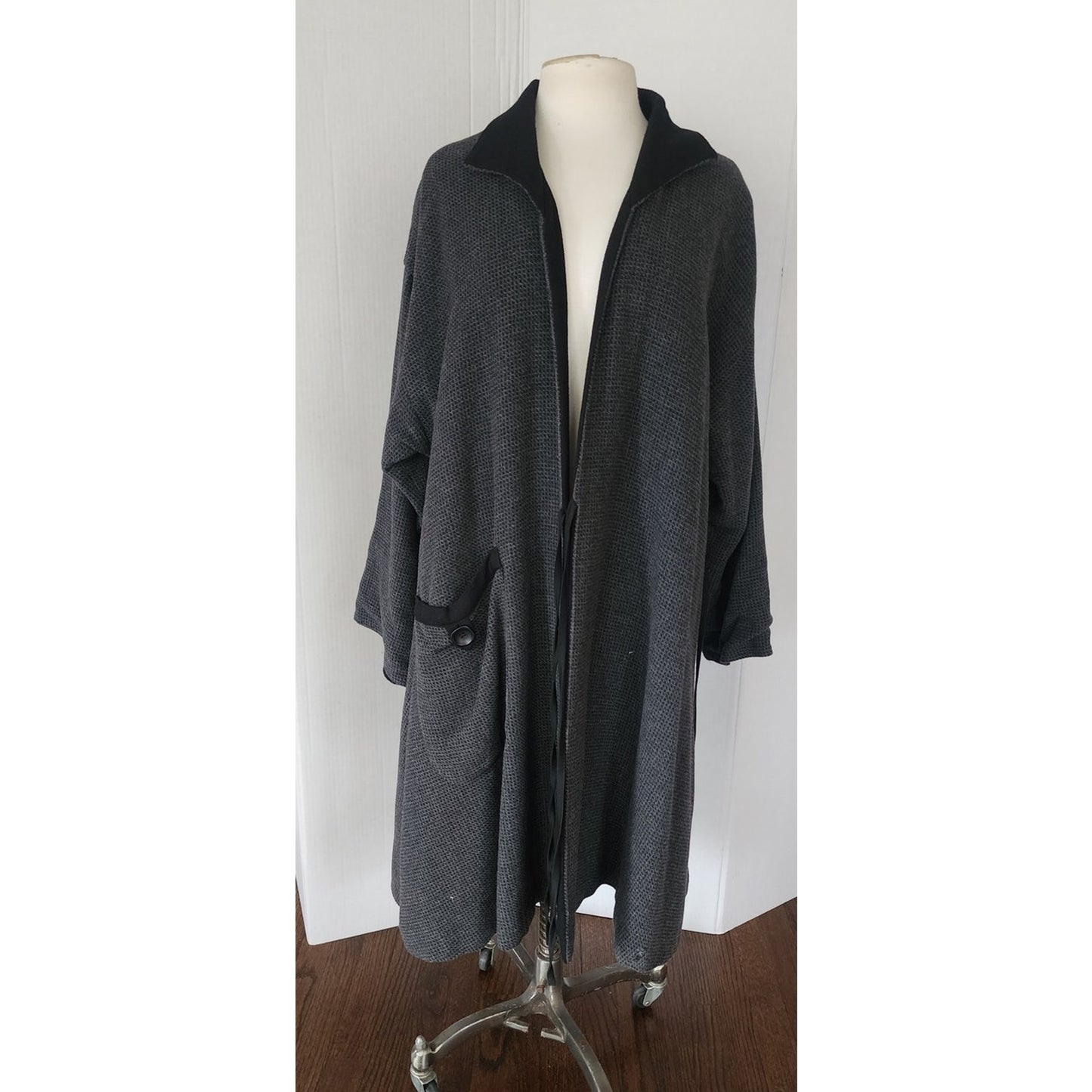 Vintage 1990s Gray Coat Wrap Style Asymmetrical Studio 90 / Medium